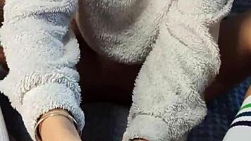 dirty step sister bought socks special to tease my dick