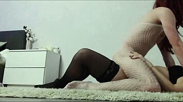 hot amateur fuck of big-assed european brunette friends in stockings