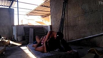 latina teen slut gives ass on terrace