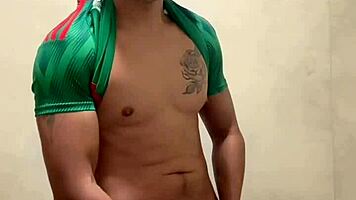 Mexican footballer masturbates in gym bathroom