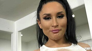 I oiled my petite tits and took Charles Dera's monster cock deep inside me, feeling every thrust.