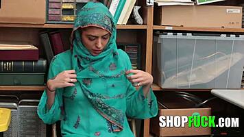 Innocent muslim girl tricked into intense fucking by corrupt cop at shop