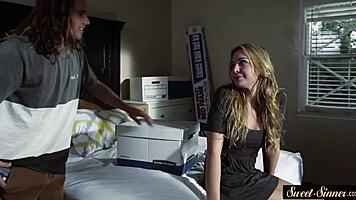 Teen babe banged after sensual foreplay.