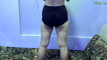 christmas day natural wife booty workout on bed