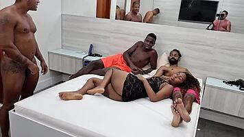 behind the scenes of a pregnant girl recording in the afternoon