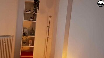 European Amateur Licks Pussy In Shower