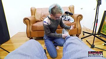 blue haired exotic coed raven masturbates and deepthroats hard cock