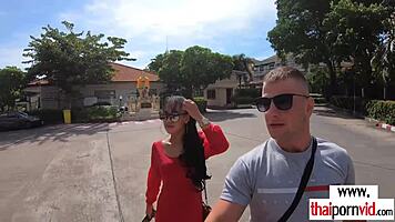 Hot big boobed amateur thai teen polly pouncing on big european cock