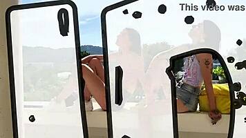 The young female students are learning and playing in the university setting with friends