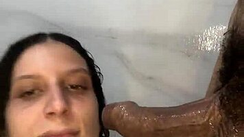 Bathroom Fuck with Curvy Brunette Ends in Facial Cumshot