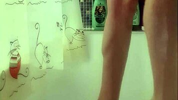 Busty 18+ European Teen Carefully Washes Her Perfect Feet In The Shower, Exposing Big Tits