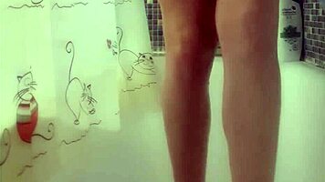 Busty 18+ European Teen Carefully Washes Her Perfect Feet In The Shower, Exposing Big Tits