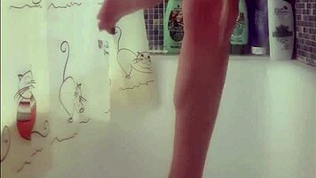 Busty 18+ European Teen Carefully Washes Her Perfect Feet In The Shower, Exposing Big Tits