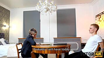 can a tricky boy really drill that mature tutor in stockings?