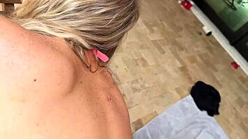 Harper Hill swallows Teddy Tarantinos cum by the pool.