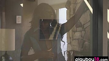 Victoria antoinette intensely reveals ebony teen's black pussy, ripping clothes and undressing