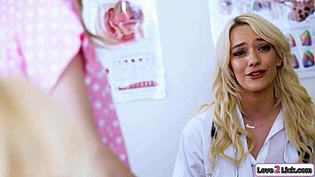 Two MILFs And Doctor Lick Blonde Cunt