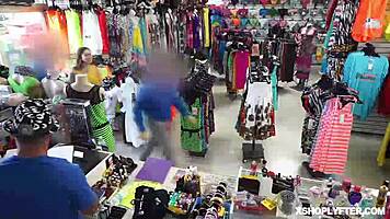 Black Shoplifter Chick Gets Caught in Store