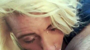 Real hooker receives intense facial in outdoor encounter