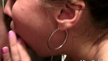 Home sex in toilet with deepthroat blowjob and creampie in wet pussy.