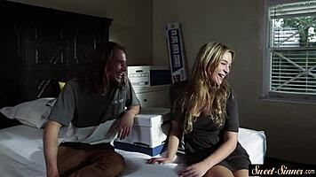 Teenage babe fucked after sensual foreplay