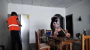 hot woman excited to spread legs and show ass to strangers in house