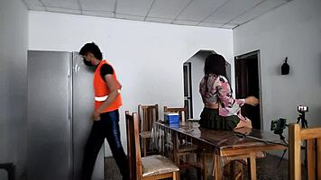 hot woman excited to spread legs and show ass to strangers in house