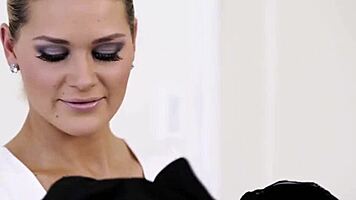 Blonde secretary teases, then facesits her lesbian boss!