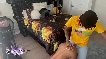 stud homie casually dicking down petite baddie with oiled strapon.