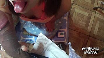 Hot new cashier fucked in sheer lingerie on camera