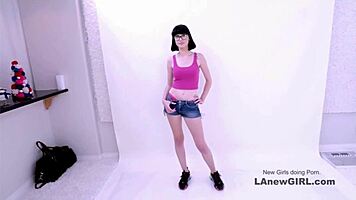 egyptian goddess brunette gets pov massage and cum swallow during amateur casting interview on sofa