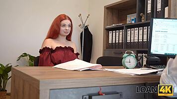 Loan4K's horny redhead Olivia jumps on office cock intensely