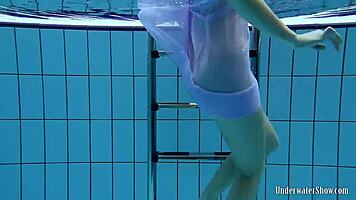 Aneta Big Tits In Purple Dress Pool