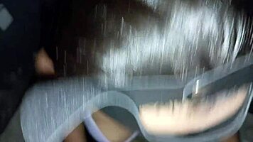 Christmas gym session with athletic brunette amateurs