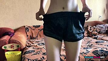 teen girl russian masturbating her hairy quim