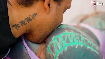 inked babe ass stretched by bbc ends with atm and a facial cumshot