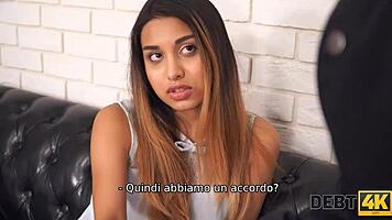Debt4k sharp russian girl roxy lips starts sex to delay debt