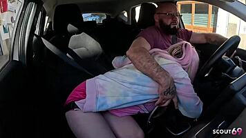 Crazy Bitch Maria Gail Seduces Old German Uber Driver To Risky Outdoor Sex Without Condom
