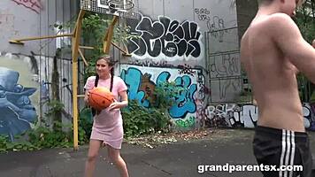 Elderly Couple Picks Up Teen On Basketball Court