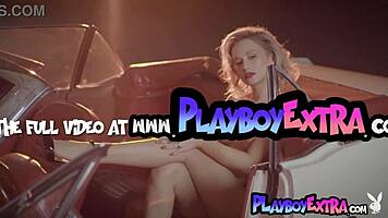 Petite Blonde Polina Reveals Shaved Pussy in Vintage Car