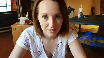 Amateur Brunette Sucks Big Dick Twice