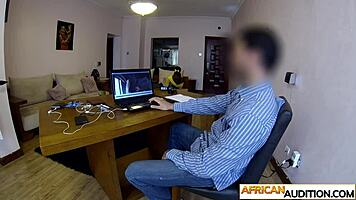 hot ebony teen 18+ clarice swallowed a huge cock and spit on it after casting