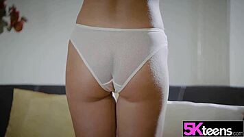 Cute Ukrainian teen Mia deepthroats big monster cock in hardcore action.