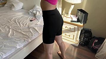 prevented 18 year old slut from exercising and fucked rough doggystyle and cum on her huge ass 😈