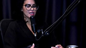 barbara sol chats with bia hot in podcast, showing off in sheer red lingerie and using toys