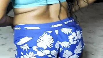 I couldn't resist karely in her sexy green thong, flaunting natural tits in public