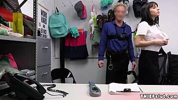 Beautiful italian shoplifter teen caught tight pussy destroyed by mall cop