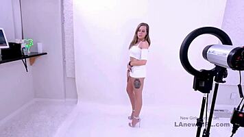 Gorgeous brunette gets fucked in a modeling audition with POV cum swallow 😘