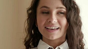 Teen swallows christmas cum eagerly