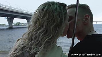 Teen 18+ Iris has a casual seaside hookup with kissing and anal